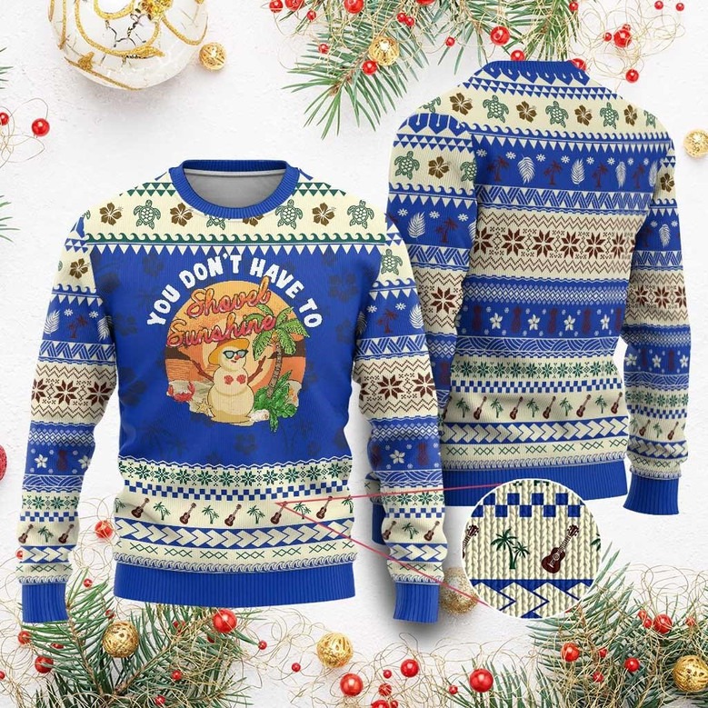 Hawaiian Snowman Shovel Sunshine Ugly Christmas Sweater Aloha Xmas Gifts For Her