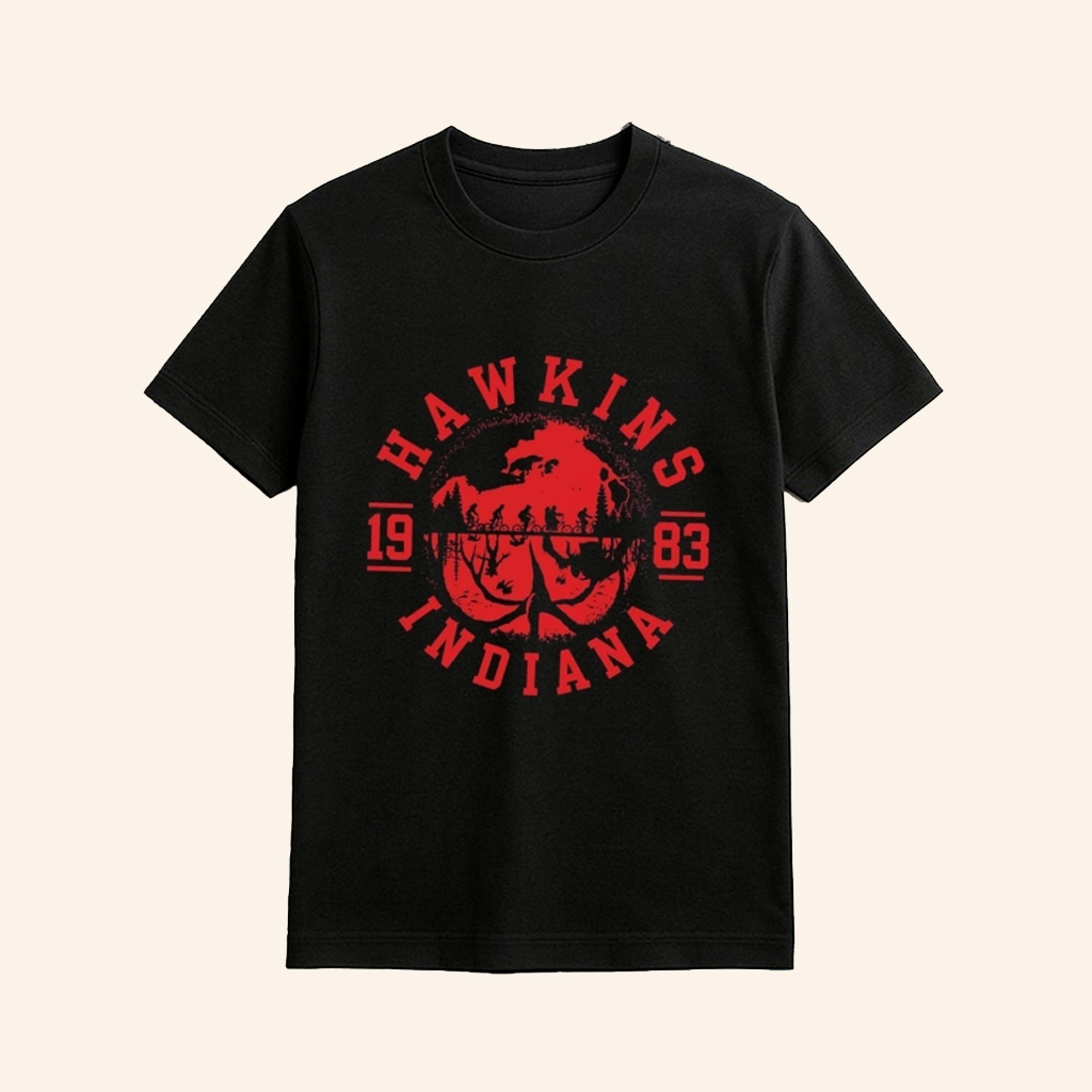 Hawkins 1983 Indiana Upside Down T-Shirt Stranger Things Merch Gifts For Horror Film Lovers Hawkins 1983 Indiana Upside Down T-Shirt Stranger Things Merch Gifts For Horror Film Lovers