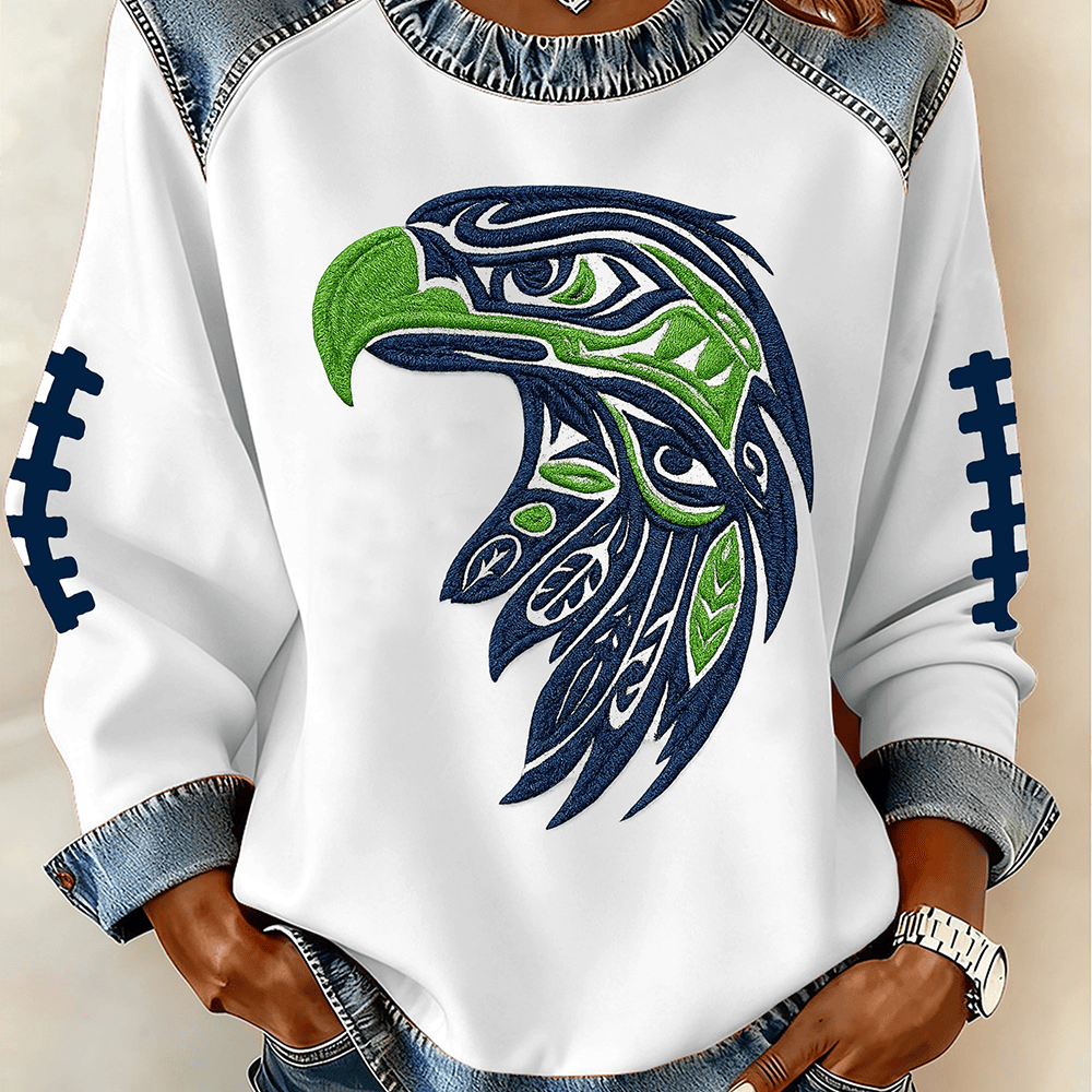 Hawks Mascot Football Sweatshirt Seattle Seahawks Apparel Gift For Football Players