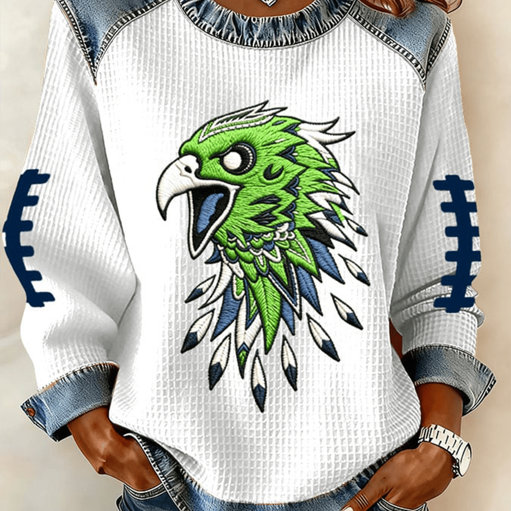 Hawks Mascot Seattle Seahawks Sweatshirt Football Merchandise Game Day Presents For Her
