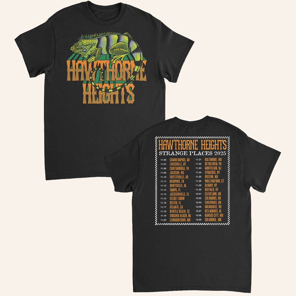Hawthorne Heights Merch Strange Places Tour T-Shirt Presents For Rock Music Lovers