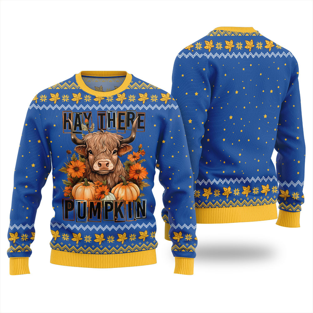 Hay There Pumpkin Cow Ugly Xmas Sweater Royal Festive Sweatshirt for Christmas Celebrations