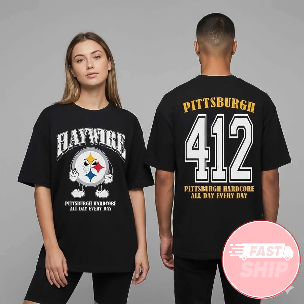 Haywire x NFL Pittsburgh Steelers Opening Act At St Patrick's Day February 12 2026 412 T-Shirt Black Haywire x NFL Pittsburgh Steelers Opening Act At St Patrick's Day February 12 2026 412 T-Shirt Black