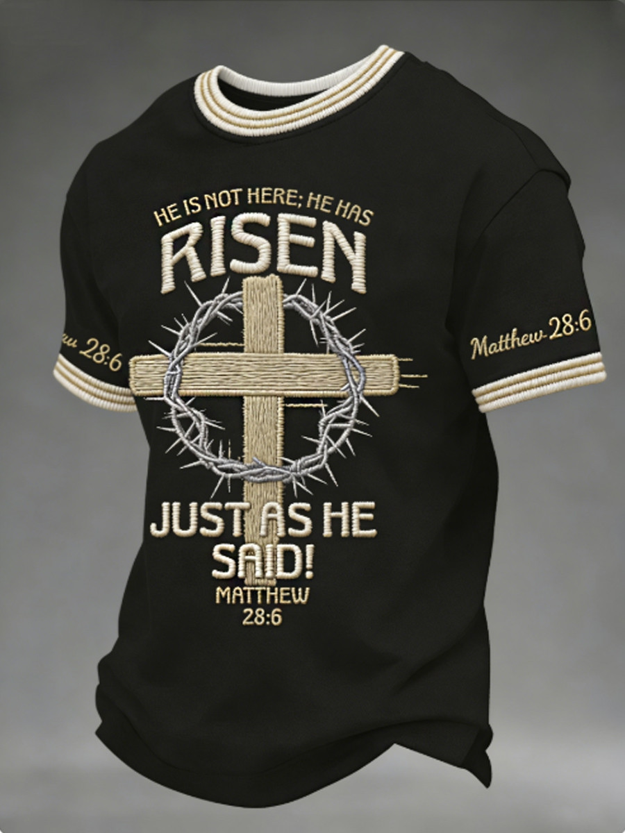He Is Not Here He Is Risen T-Shirt Just As He Said Matthew 28 6 Clothing Gift For Men