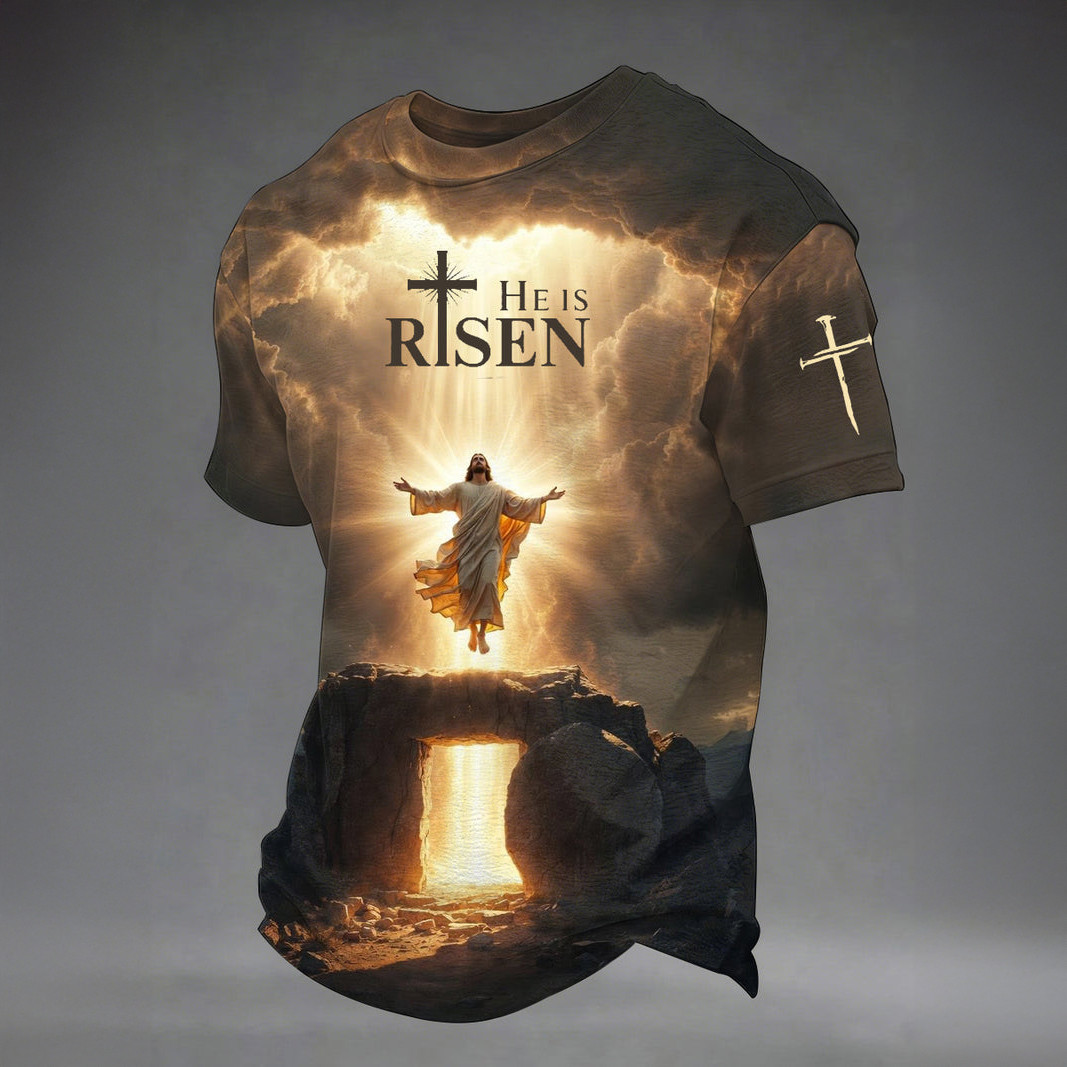He Is Risen Easter Jesus Christian Cross Faith T-Shirt In God We Trust Shirt Present For Him