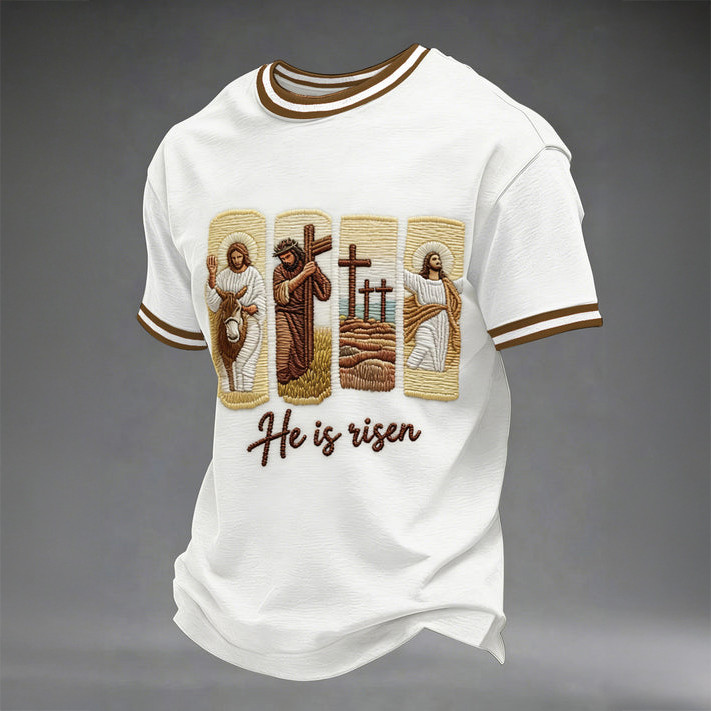 He Is Risen Easter Jesus Christian Cross T-Shirt Faith Based Clothes Unique Gift For Father