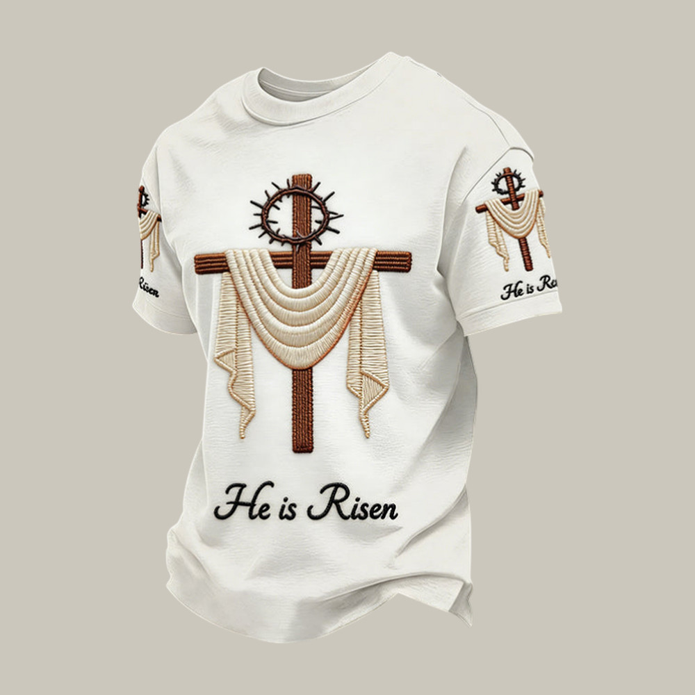 He Is Risen Easter Jesus Christian Cross T-Shirt Faith Over Fear Shirt Gift For Him