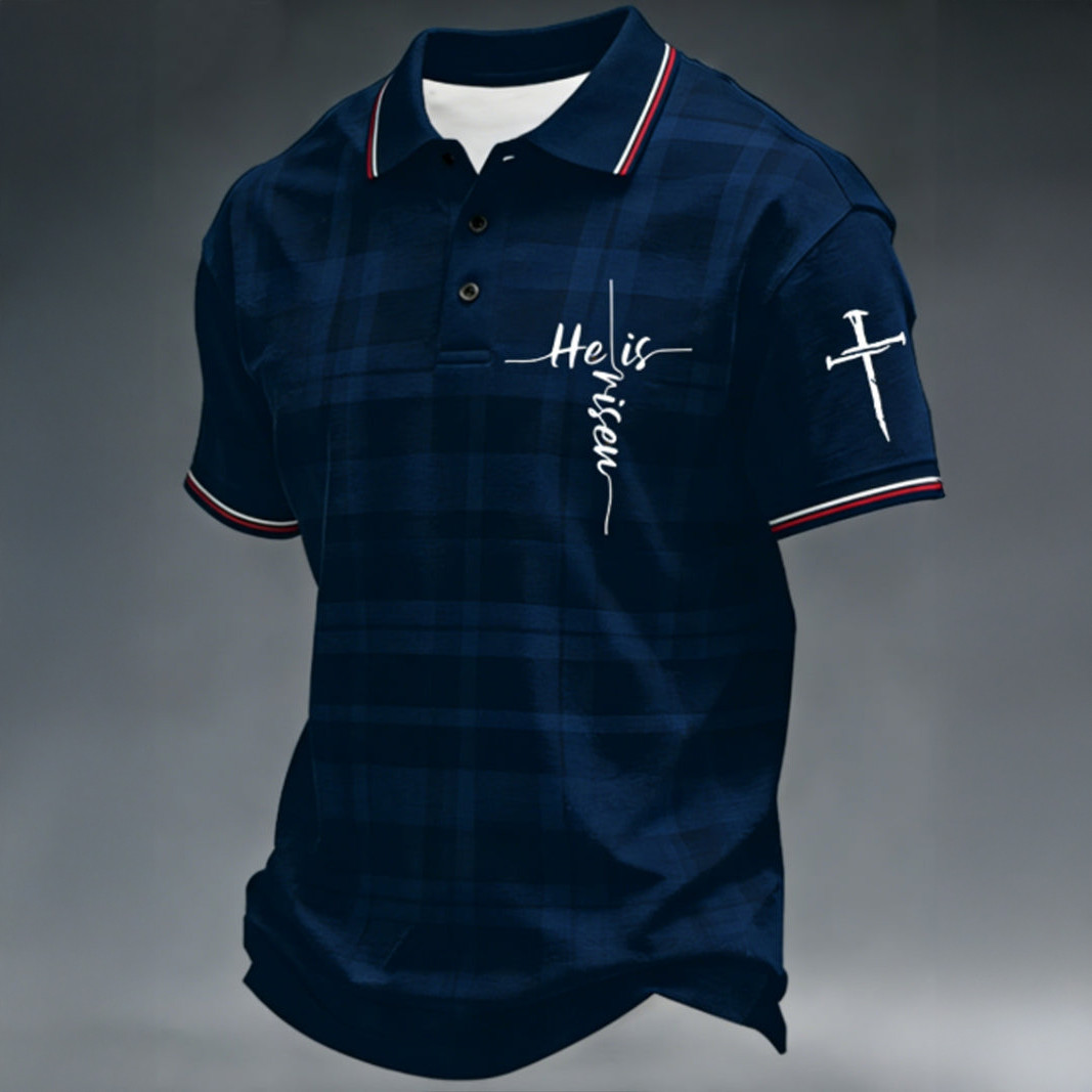 He Is Risen Faith Cross Polo Shirt In God We Trust Shirt Faith Gift For Father's Day