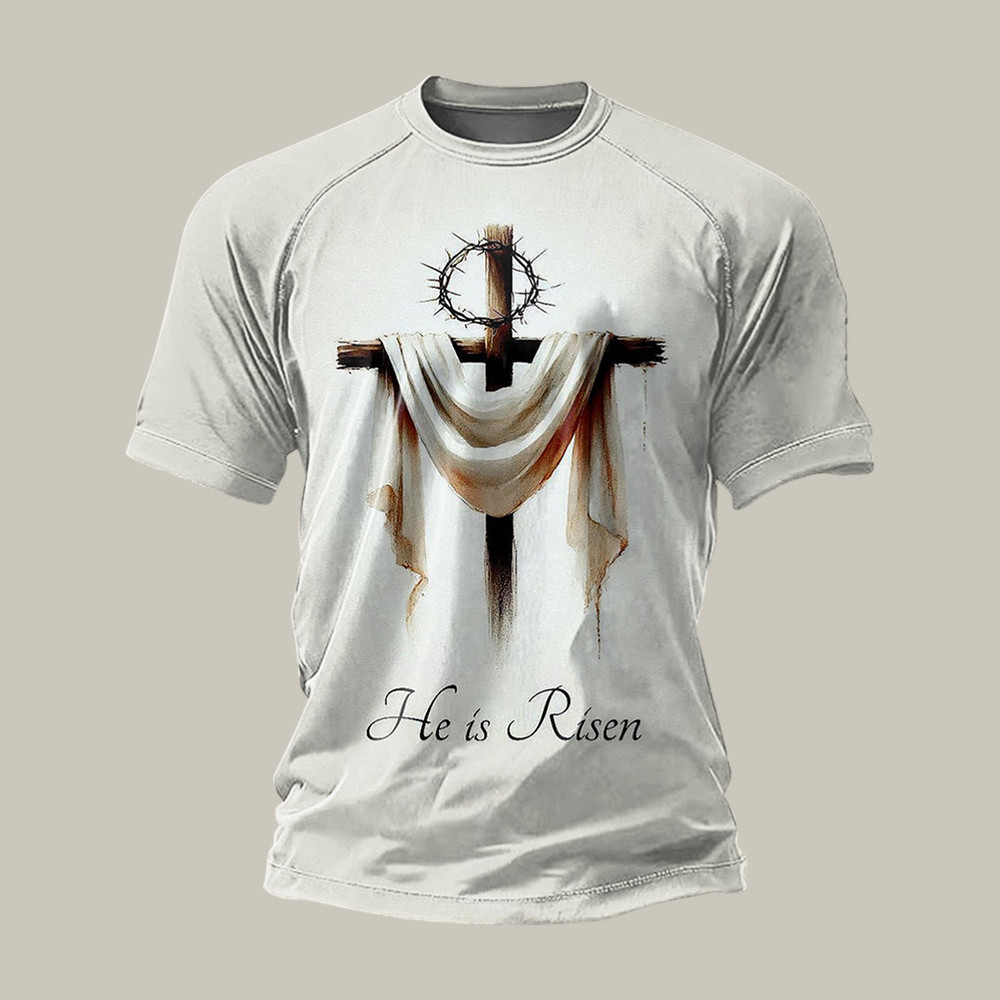 He Is Risen Faith Cross T-Shirt Faith In Jesus Clothes Cool Gift For Boyfriend