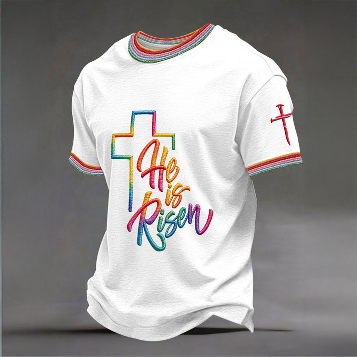 He Is Risen Faith Cross T-Shirt In God We Trust Merch Present For Christians