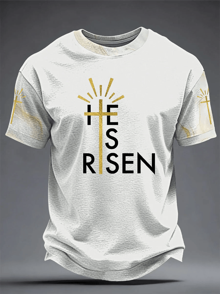 He Is Risen Faith Printed T-Shirt Jesus Clothing Gift For Jesus Lovers