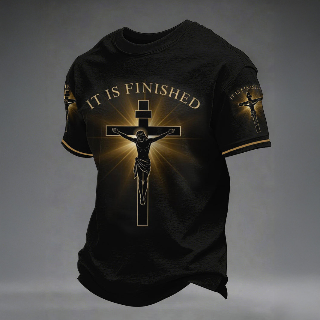 He Is Risen It's Finished Easter Jesus Christian Cross T-Shirt Faith In Jesus Shirt Christian Dad Gift