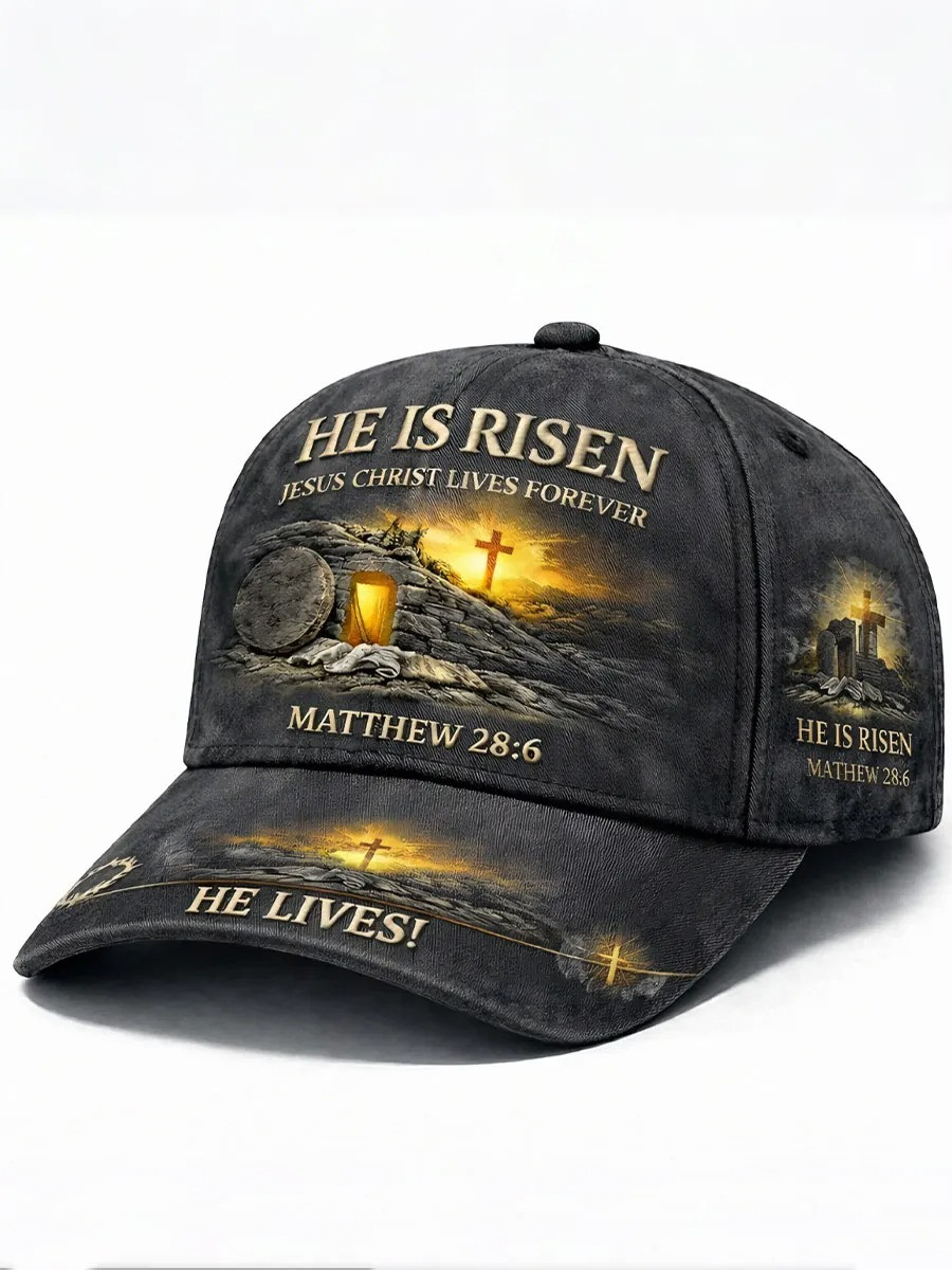 He Is Risen Jesus Christ Lives Forever Baseball Hat Matthew 28'6 Christian Faith Gift For Believers