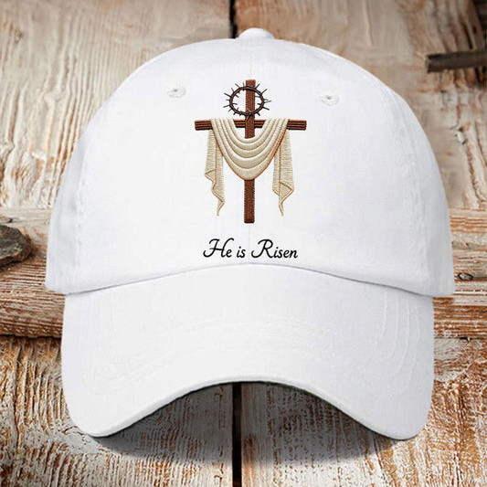 He Is Risen Jesus Christian Cross Hat Faith Based Baseball Cap Christian Gift For Father's Day