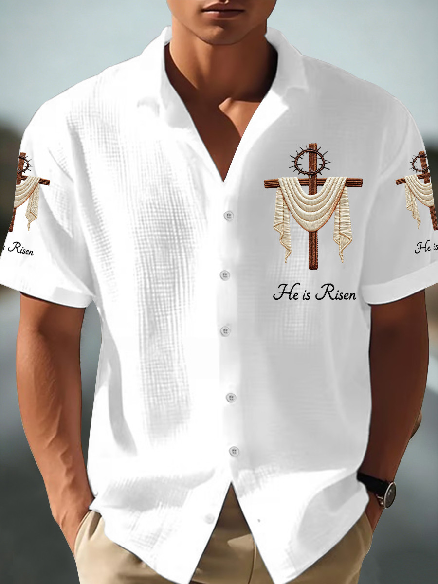 He Is Risen Matthew 28 6 Hawaiian Shirt Church Worship Cross Clothing Gift For Him