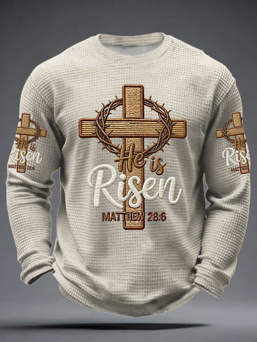 He Is Risen Matthew 28 6 Long Sleeve Shirt Religious Cross Apparel Church Gift For Him