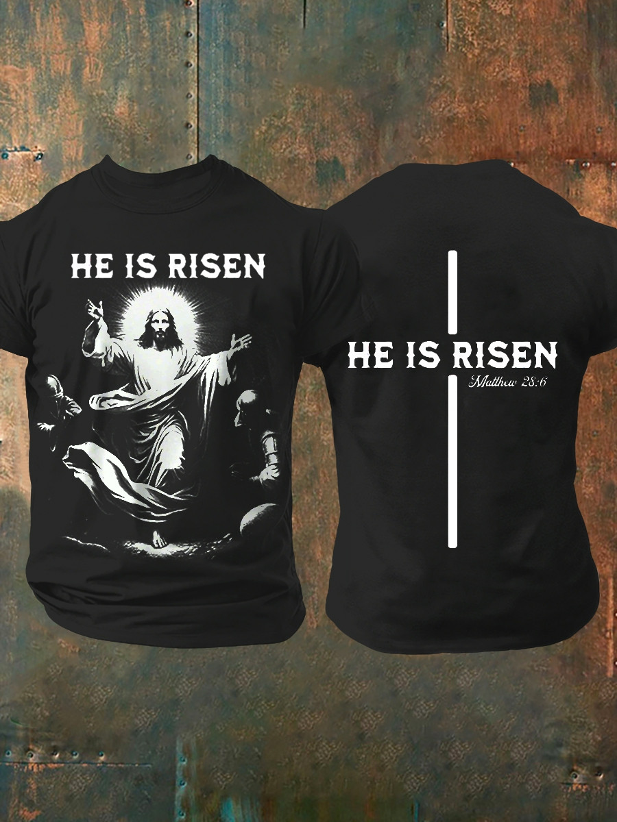 He Is Risen Matthew 28 6 T-Shirt Christian Bible Verse Apparel Gift For Husband