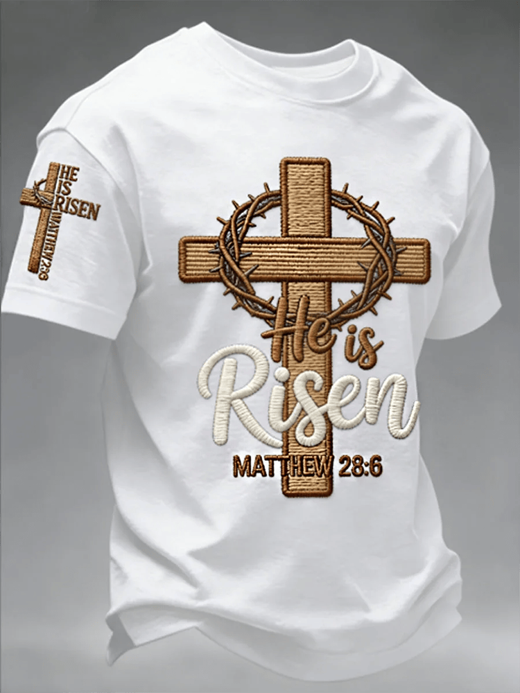 He is Risen Matthew 28 6 T-Shirt Men's Christian Merch Gift For Dad