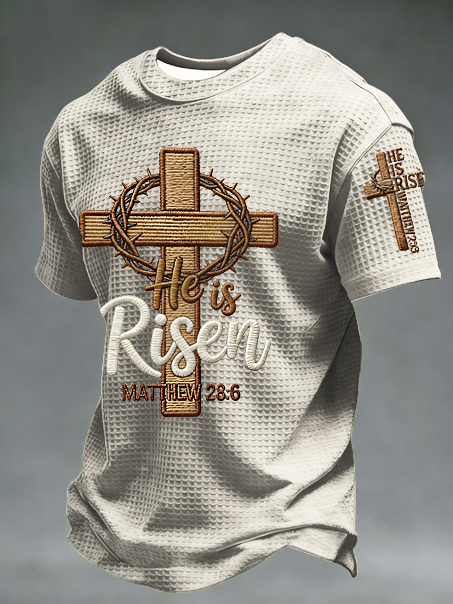 He Is Risen Matthew 28 6 T-Shirt Religious Cross Clothing Christian Gift
