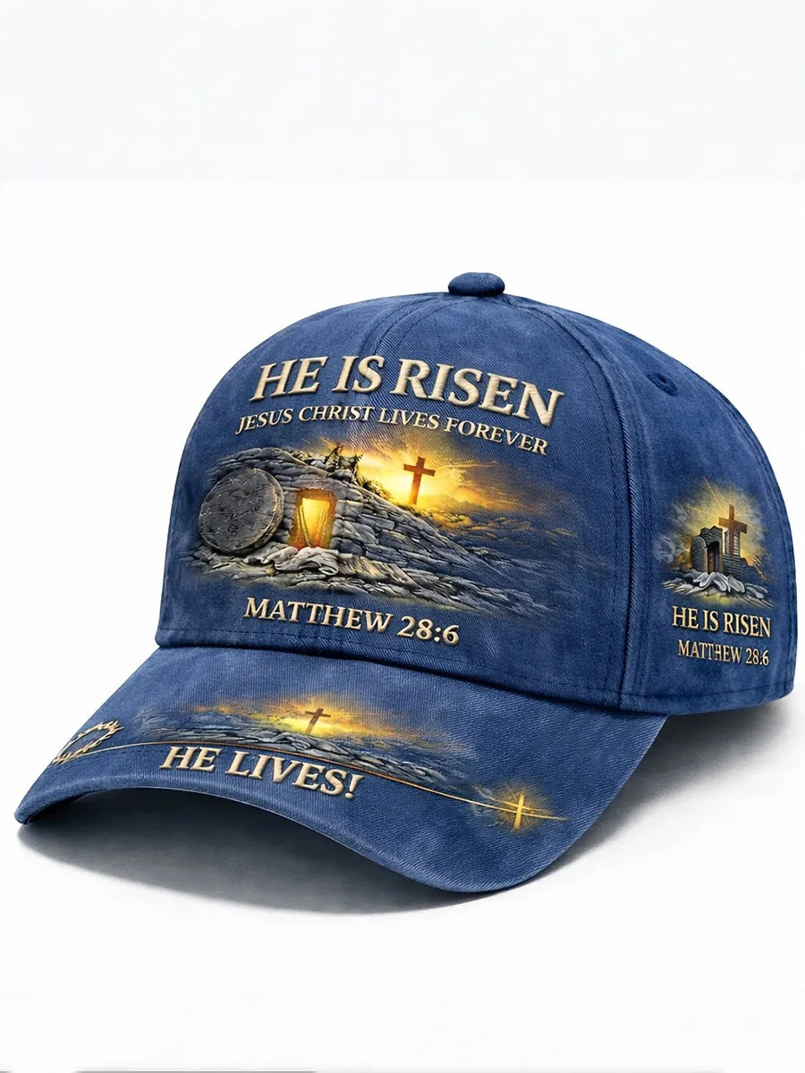 He Is Risen Matthew 28'6 He Lives Baseball Hat Jesus Christ Lives Forever Christian Gift For Fans