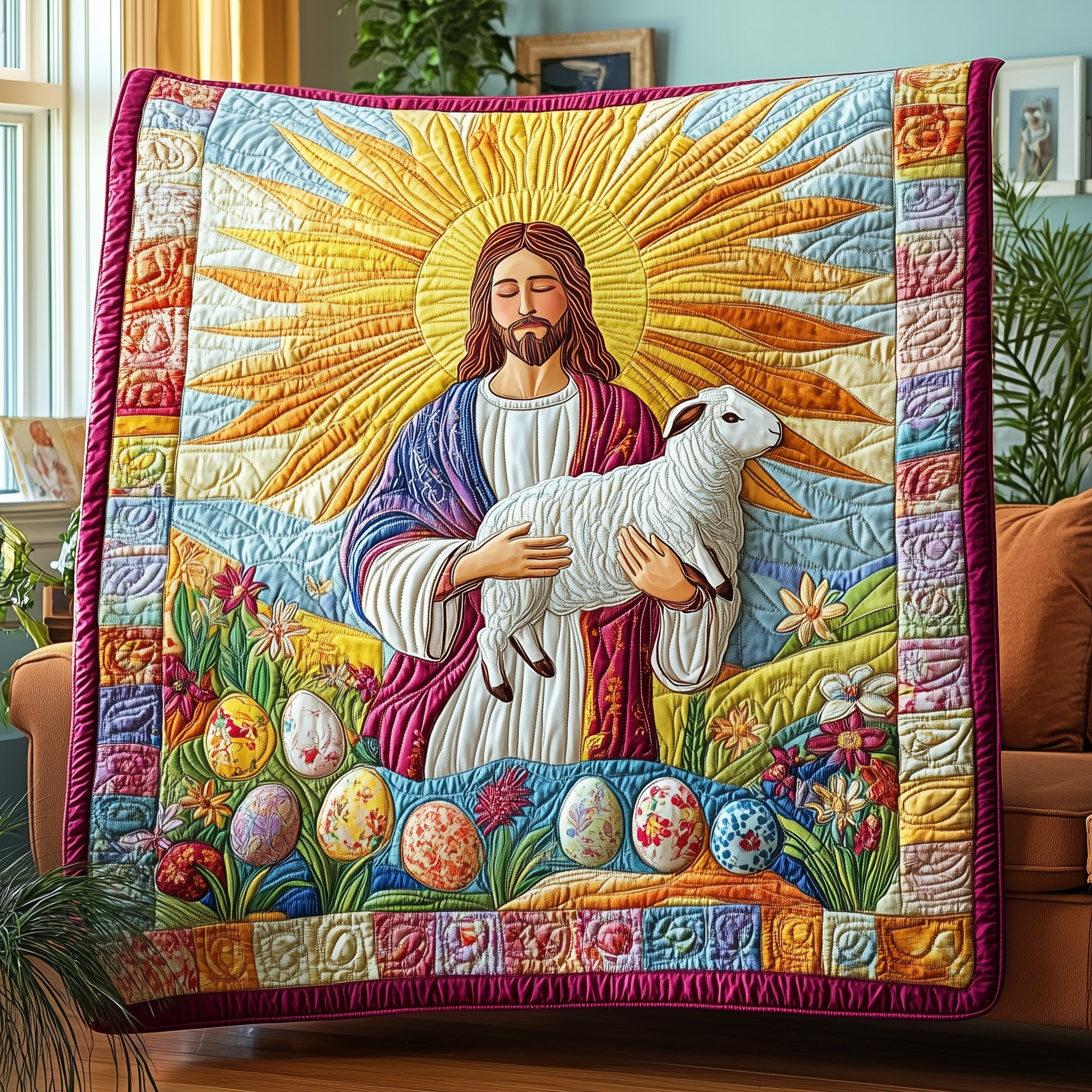 He Is Risen Quilted Blanket Couch Throw BlanketEaster Home Decor