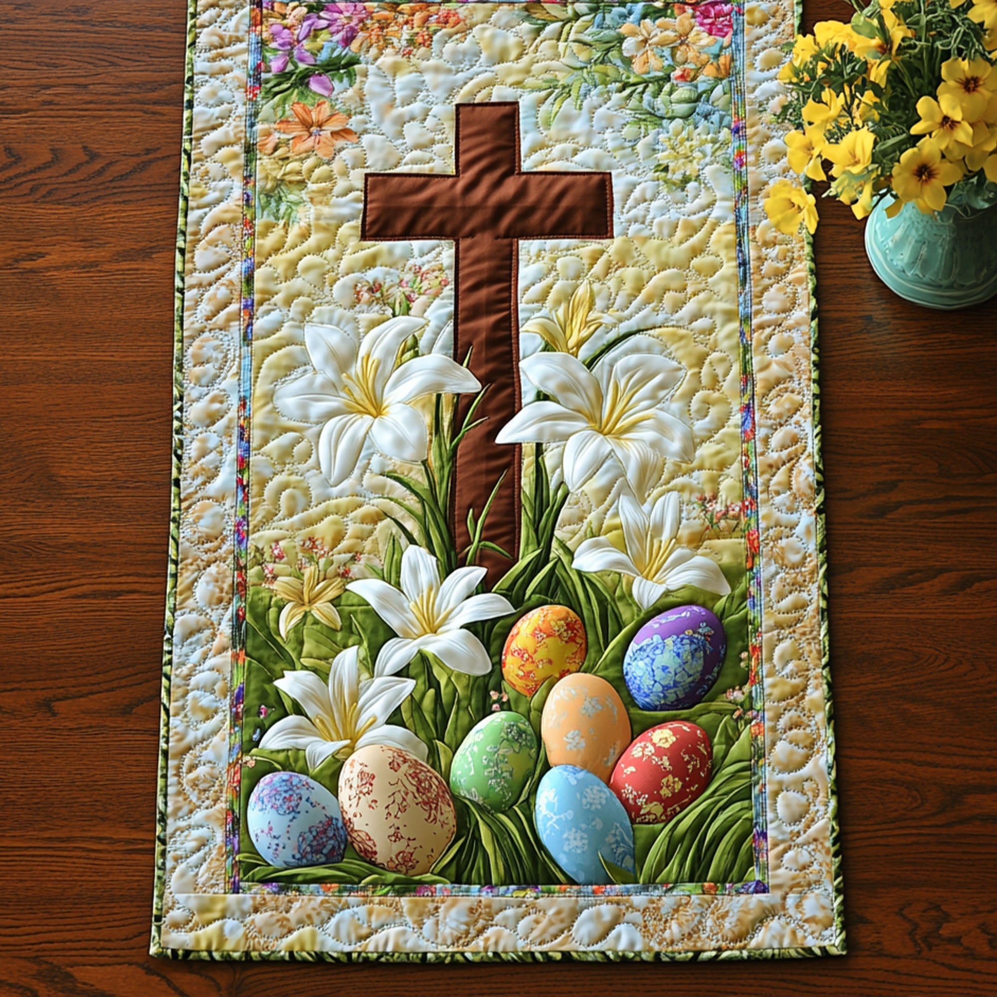 He is Risen Quilted Table Runner Easter Table Decor Gifts For Religious Woman