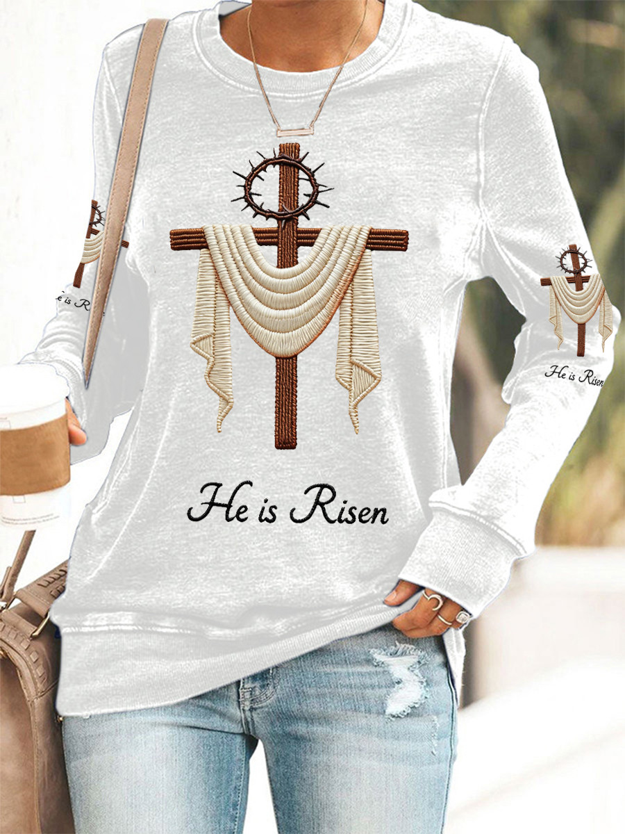 He Is Risen Sweatshirt Walk By Faith Christian Cross Apparel Gift For Mother's Day