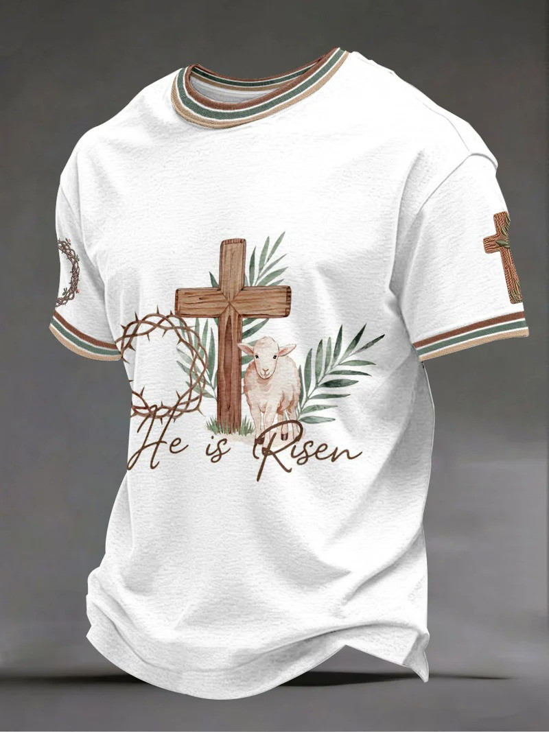 He Is Risen T-Shirt Cross Crown Of Thorns Christian Easter Gift For Believers Today