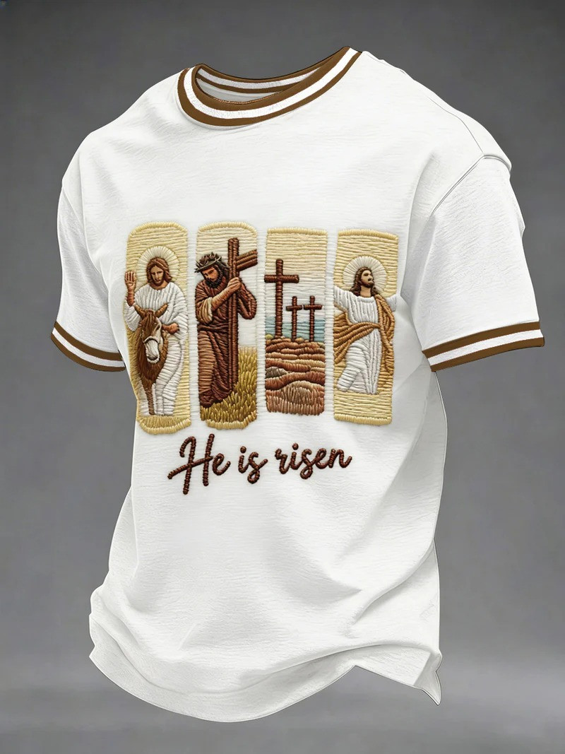 He Is Risen T-Shirt Resurrection Scene Christian Easter Faith Gift For Believers
