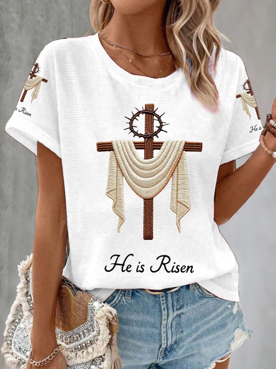 He Is Risen T-Shirt Walk By Faith Christian Cross Clothing Gift For Sister