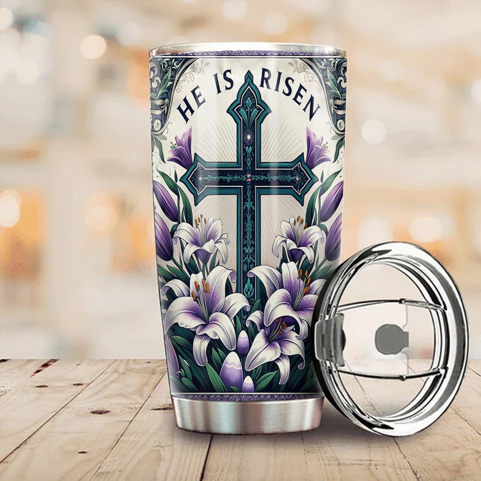He Is Risen Tumbler Easter Tumbler Lily And Cross Christ Merch Easter Presents He Is Risen Tumbler Easter Tumbler Lily And Cross Christ Merch Easter Presents