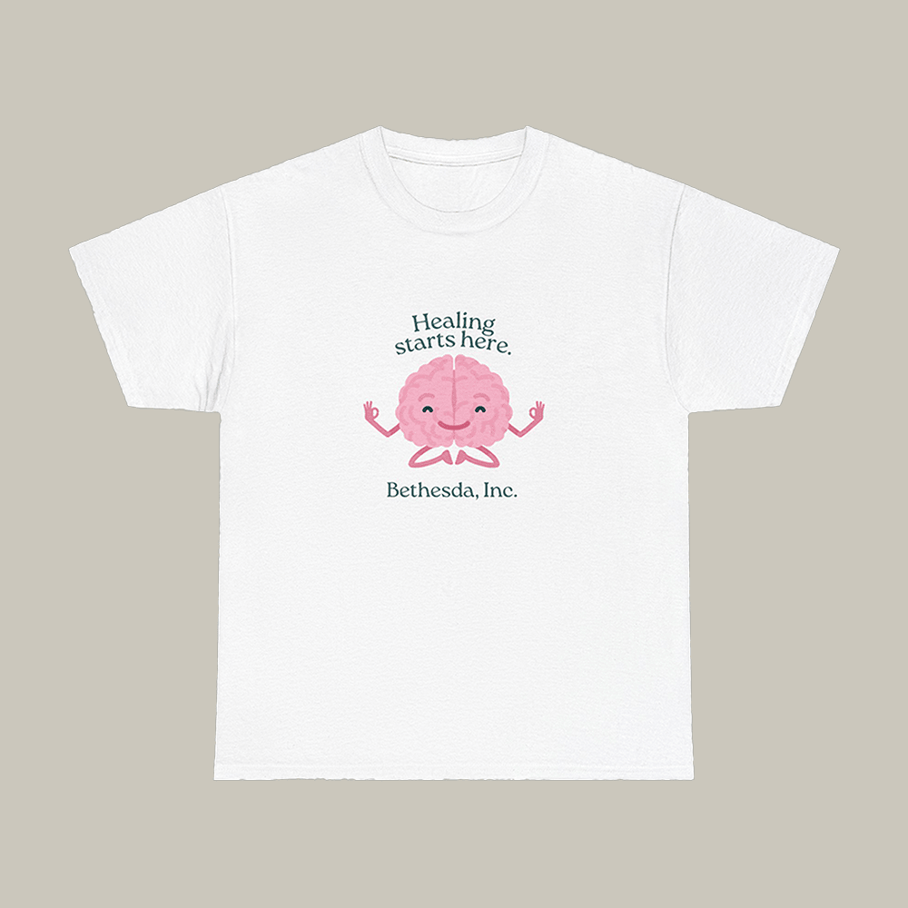 Healing Begins Here Happy Brain T-Shirt Mental Health Awareness Bethesda Shirt Gift For Patriots