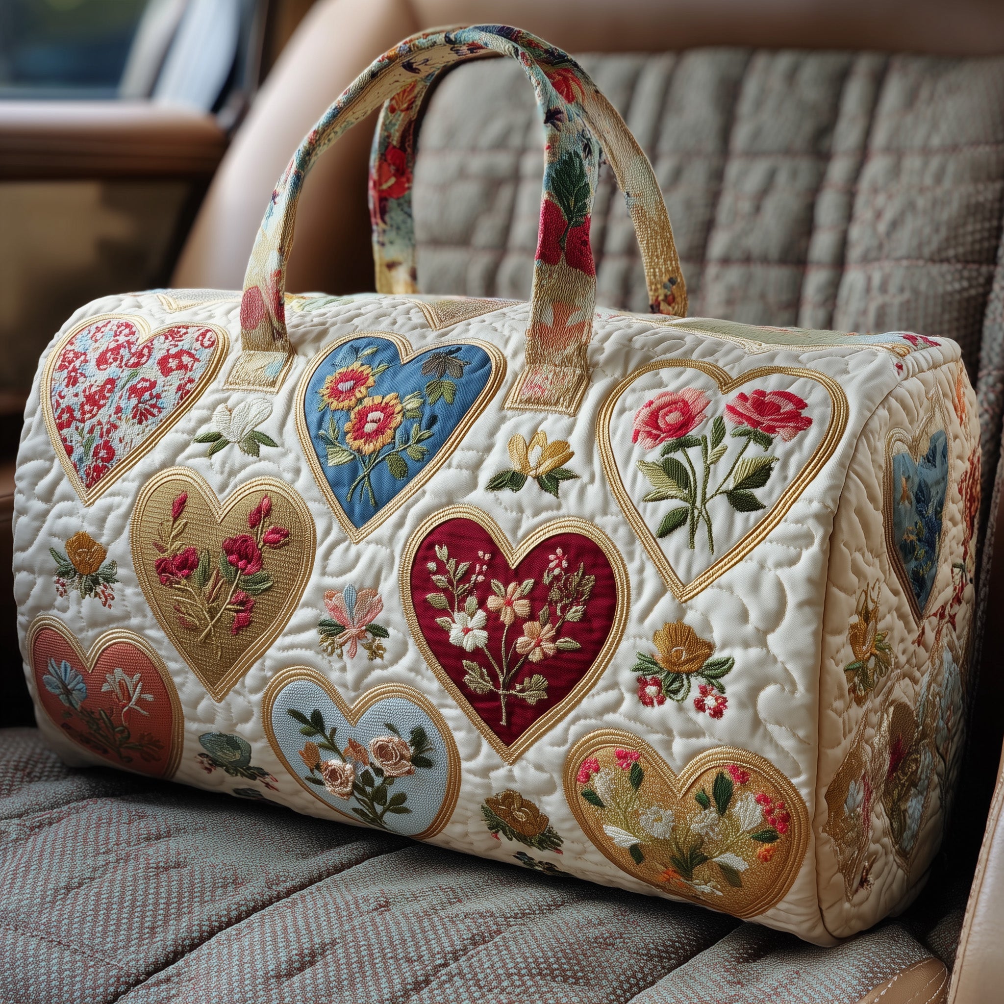 Heart Bloom Quilt Duffle Bag Back To School Essential