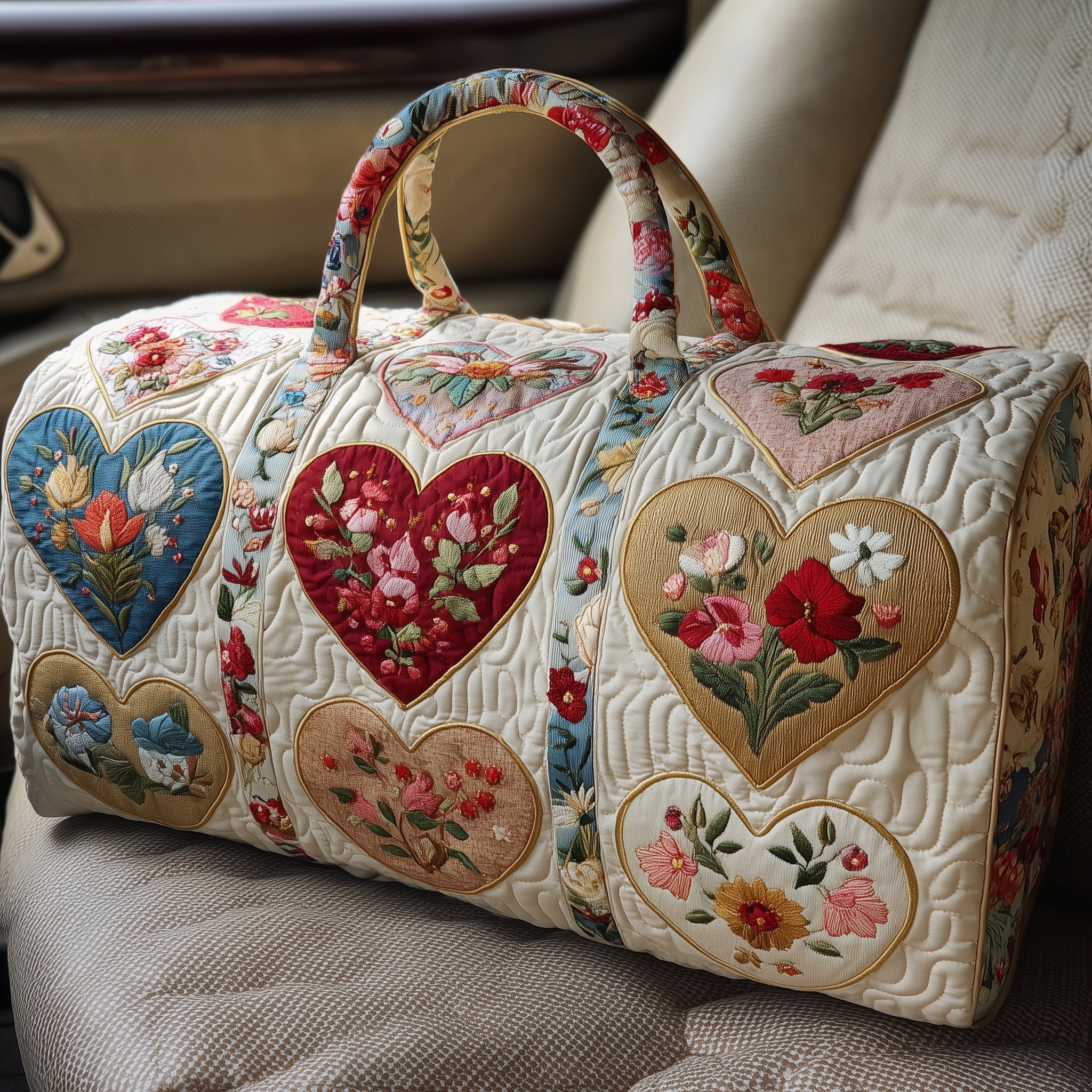 Heart Bloom Quilt Duffle Bag Graduation Gift Idea