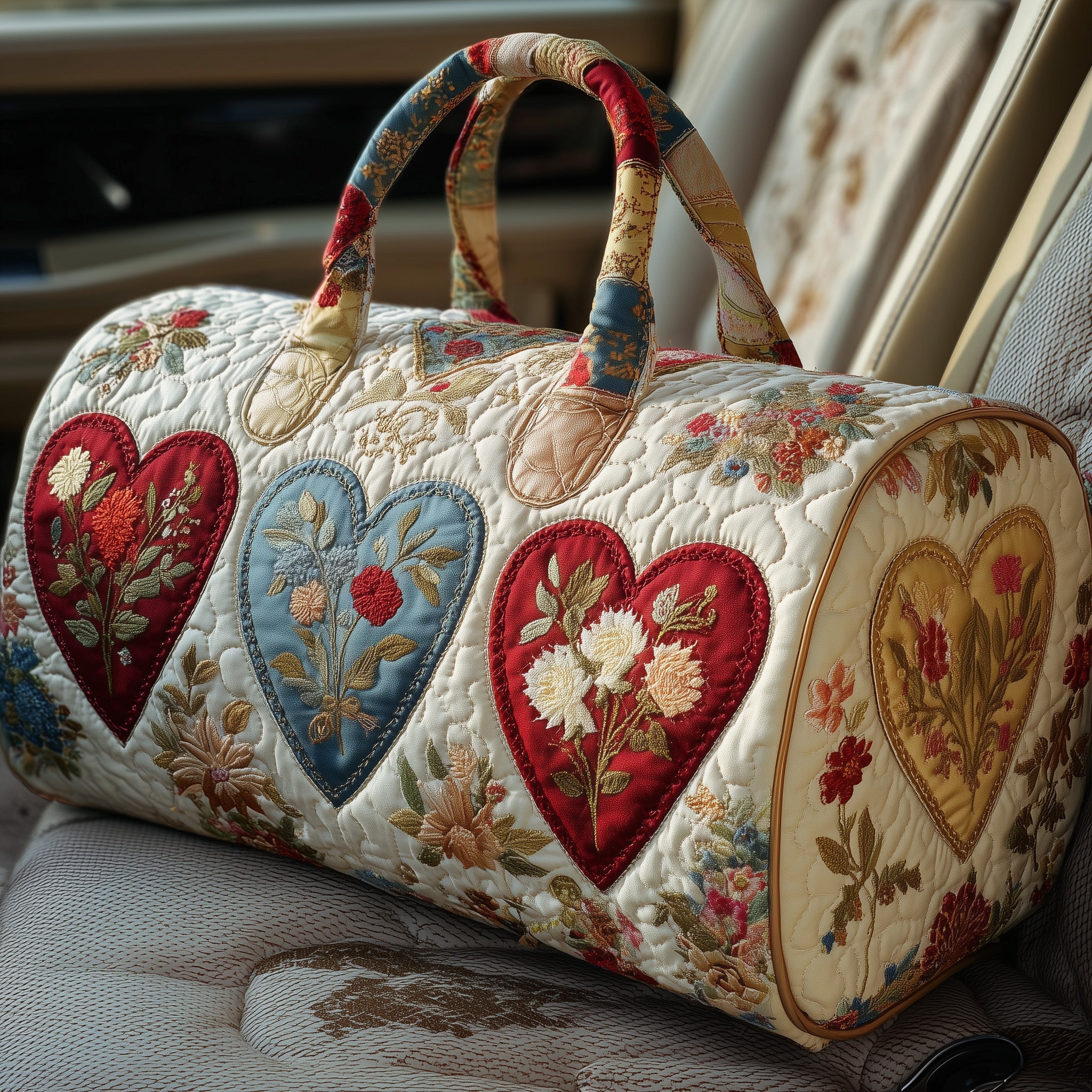 Heart Bloom Quilt Duffle Bag Independence Day Gift Idea