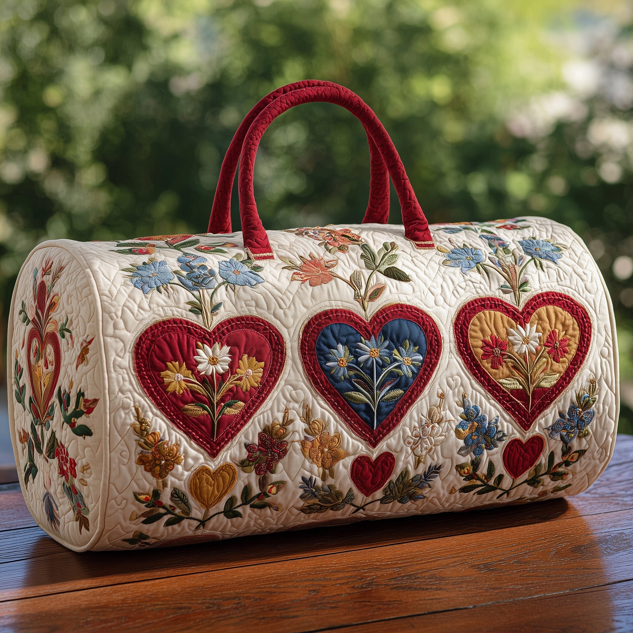 Heart Bloom Quilt Duffle Bag Summer Vacation Essential
