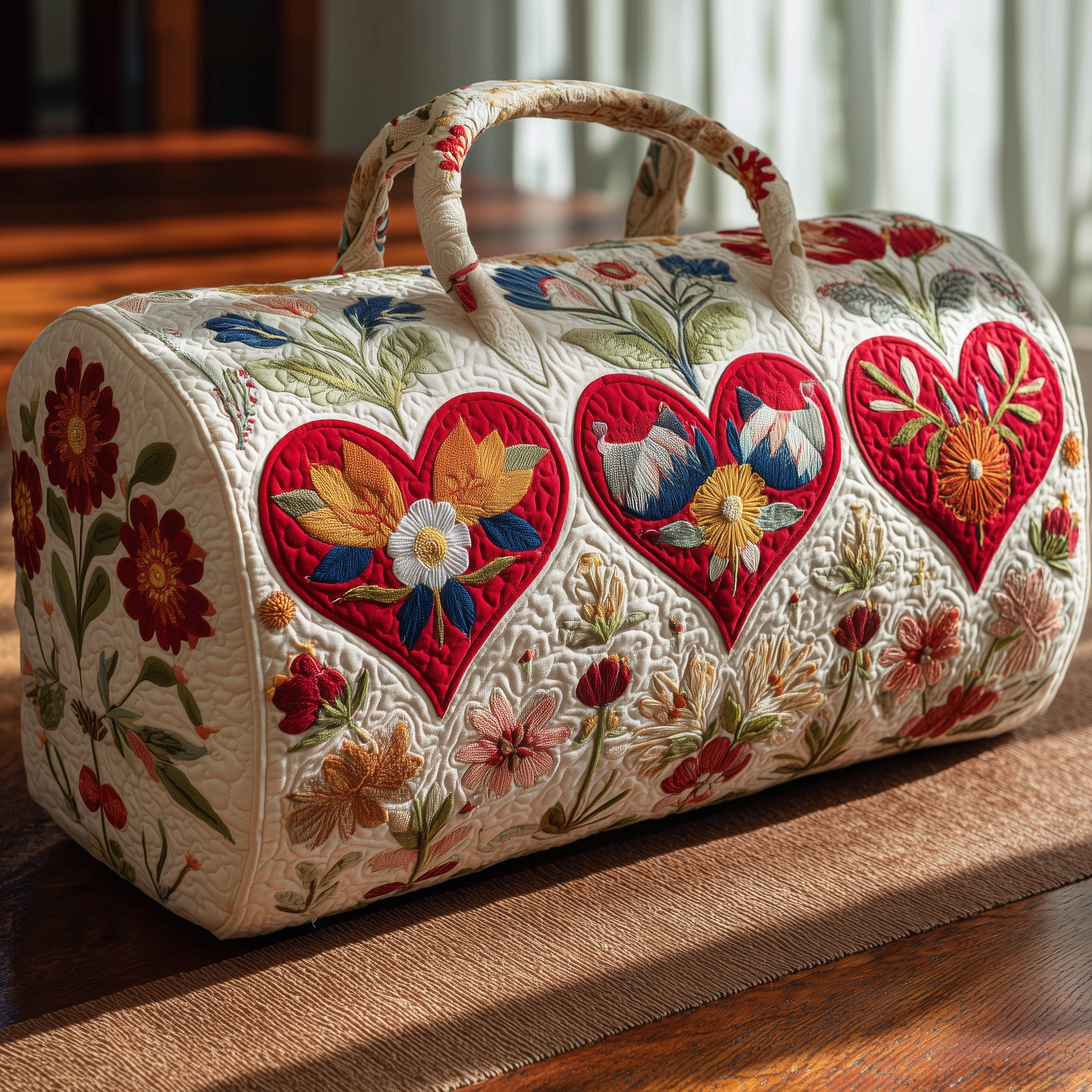 Heart Bloom Quilt Duffle Bag Winter Season Must Have