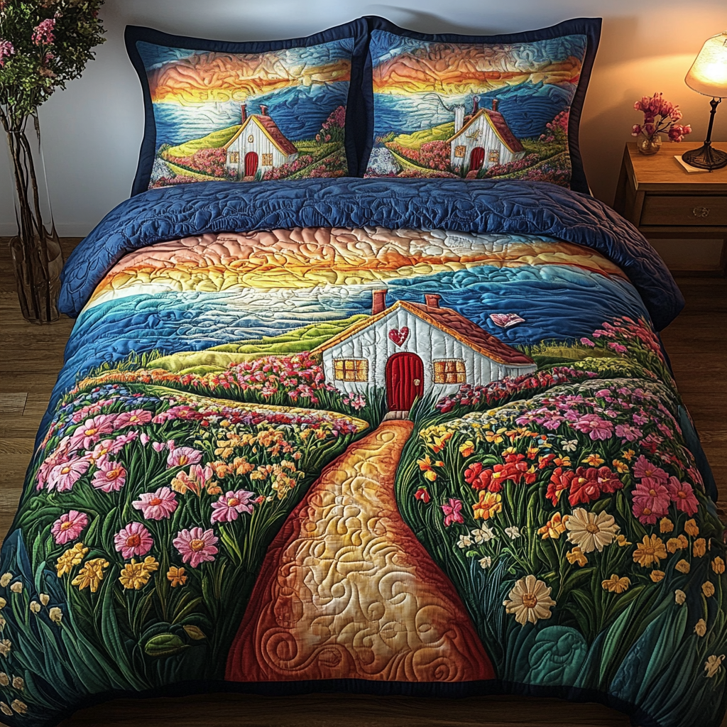 Heart Cottage Quilted Bedding Set Best Bedding Gift for Holiday Season 2025