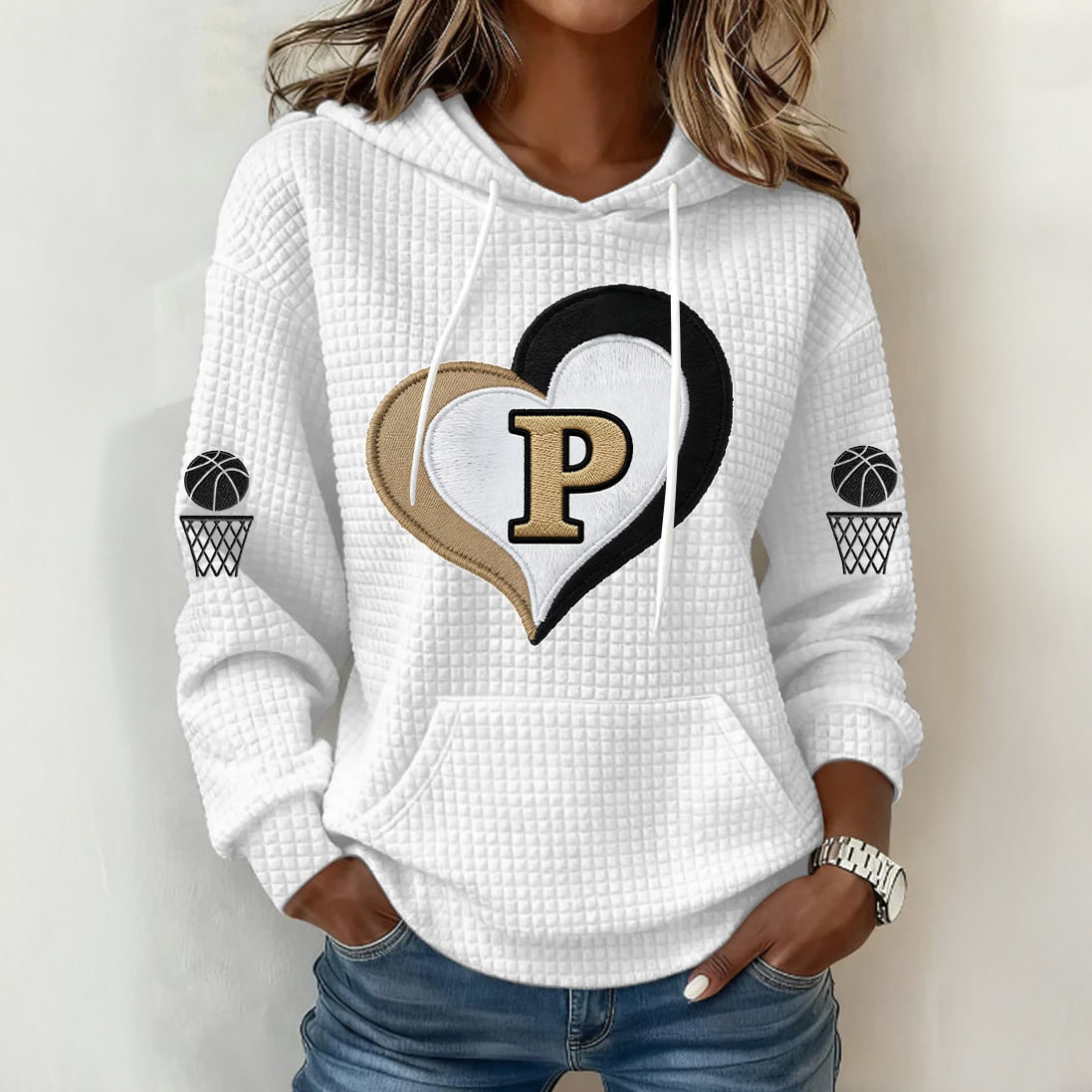 Heart Design Basketball Hoodie Game Day Clothing Basketball Lover Present