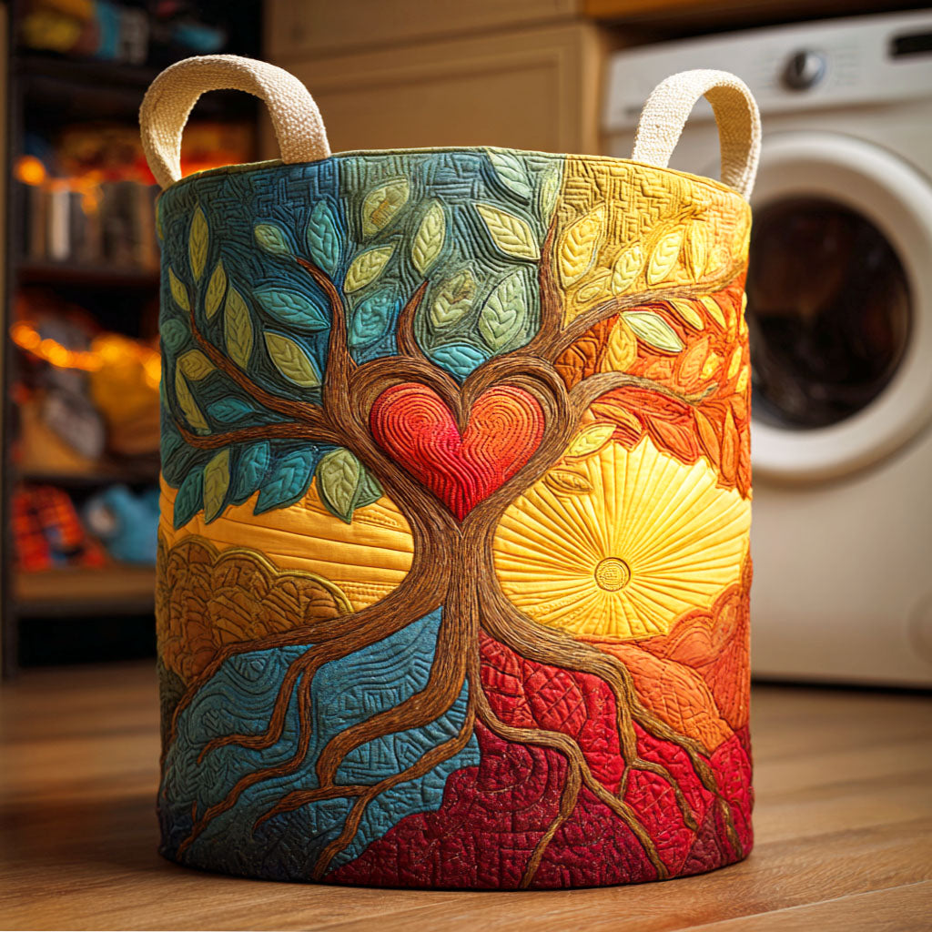 Heart Fruit Tree Quilted Laundry Basket Back To School Merch