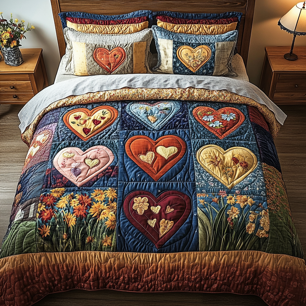 Heart Haven Quilted Bedding Set Thoughtful Bedding Gift for Cozy Winter Nights