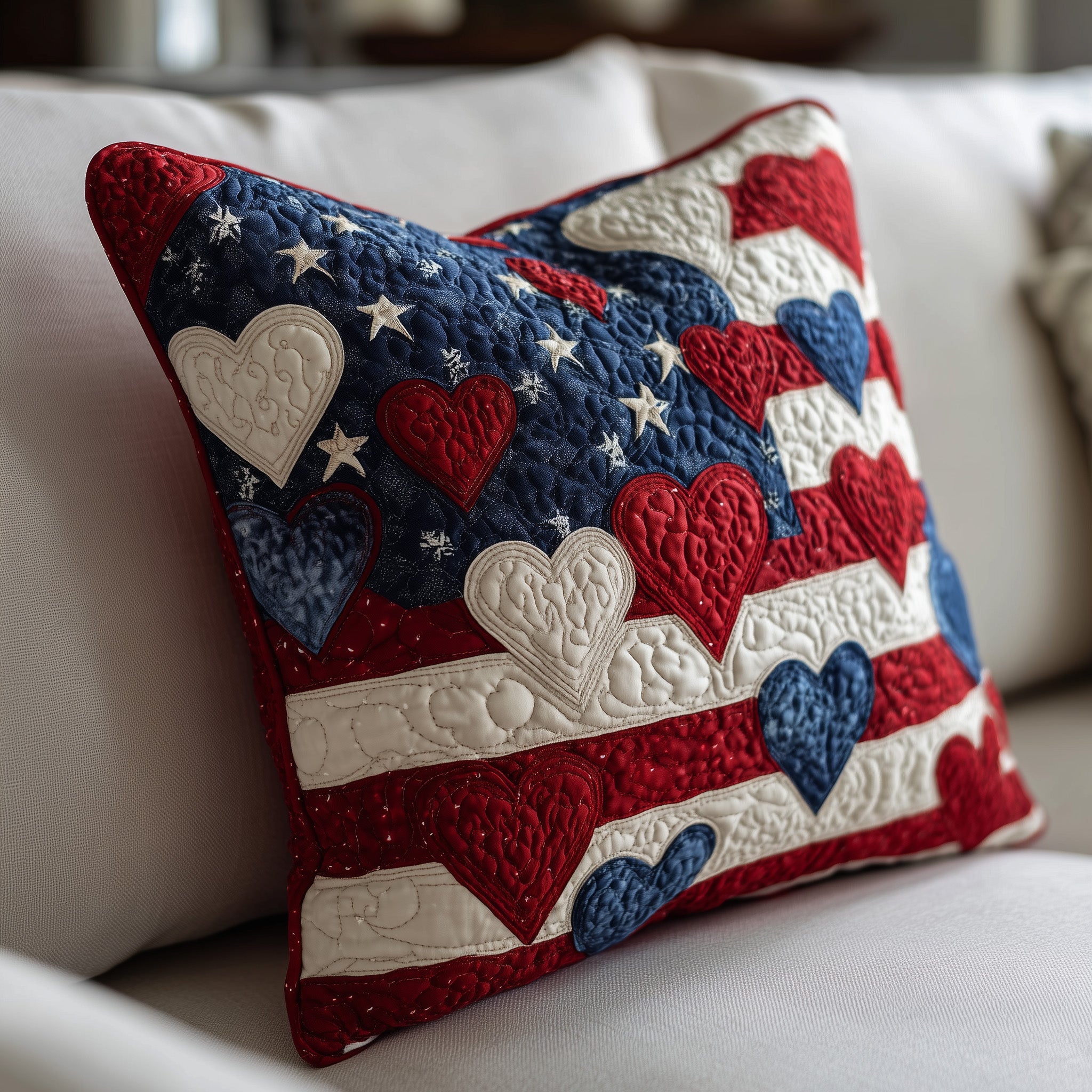 Heart Of Freedom Quilted Pillow Case Gift For Boyfriend