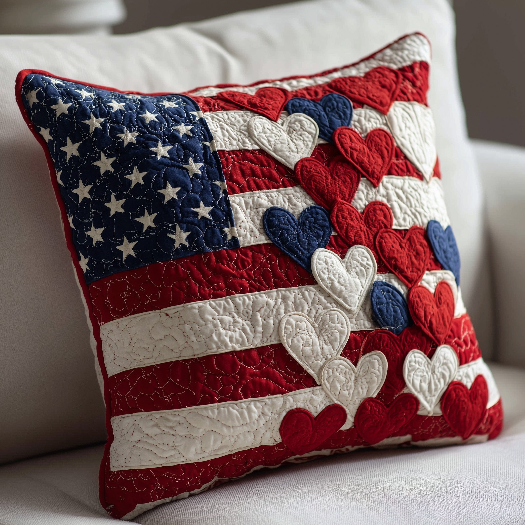 Heart Of Freedom Quilted Pillow Case Gift For Dad