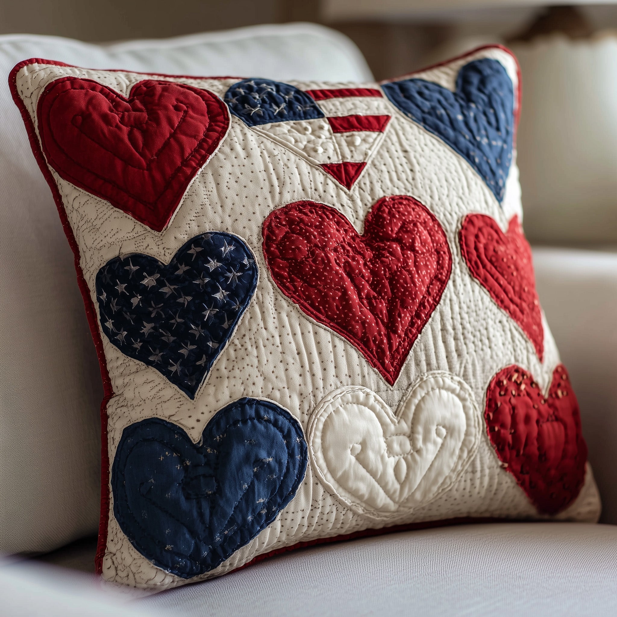 Heart Of Freedom Quilted Pillow Case Gift For Mom