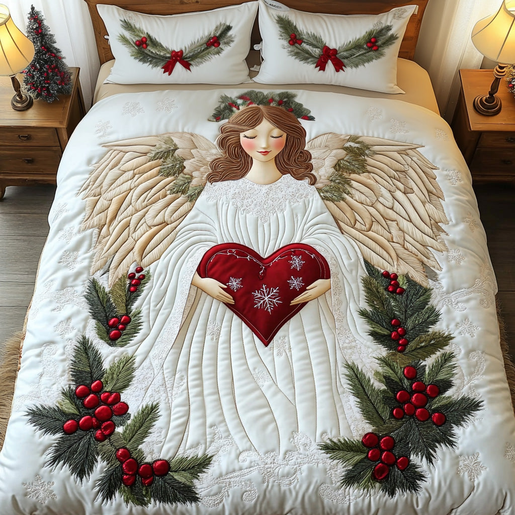Heart of Joy Quilted Bedding Set Xmas Duvet Sets Family Christmas Presents
