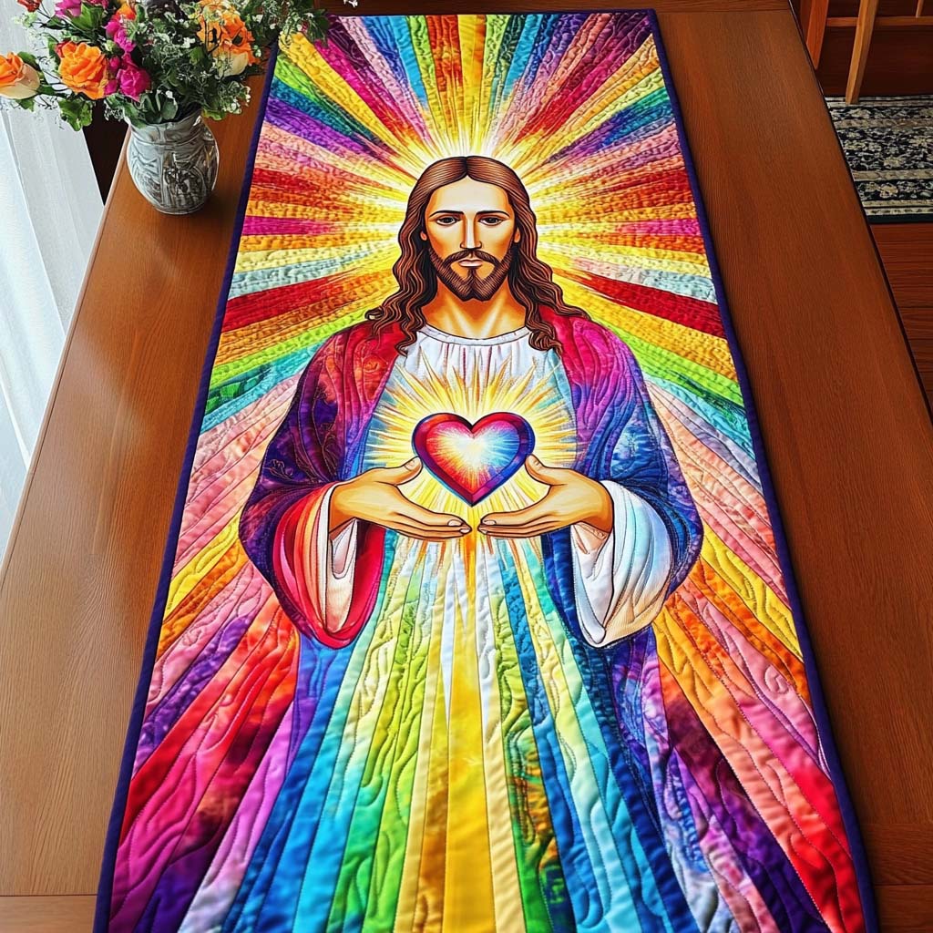 Heart of Light Quilted Table Runner Winter Themed Table Runners Good Christian Gifts