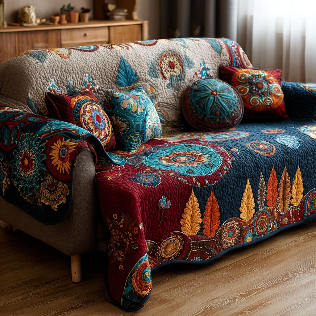 Heart of Nature Quilted Sofa Cover Home Decor Family Gift Ideas