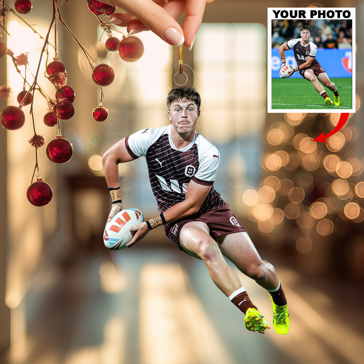Heart Of The Game Personalized Photo Mica Ornament Christmas Gift For Sport Players Fo