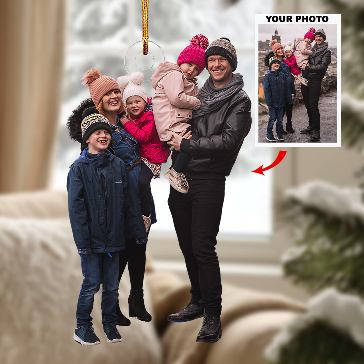 Heart Of The Home Personalized Photo Mica Ornament Christmas Gift For Family Members