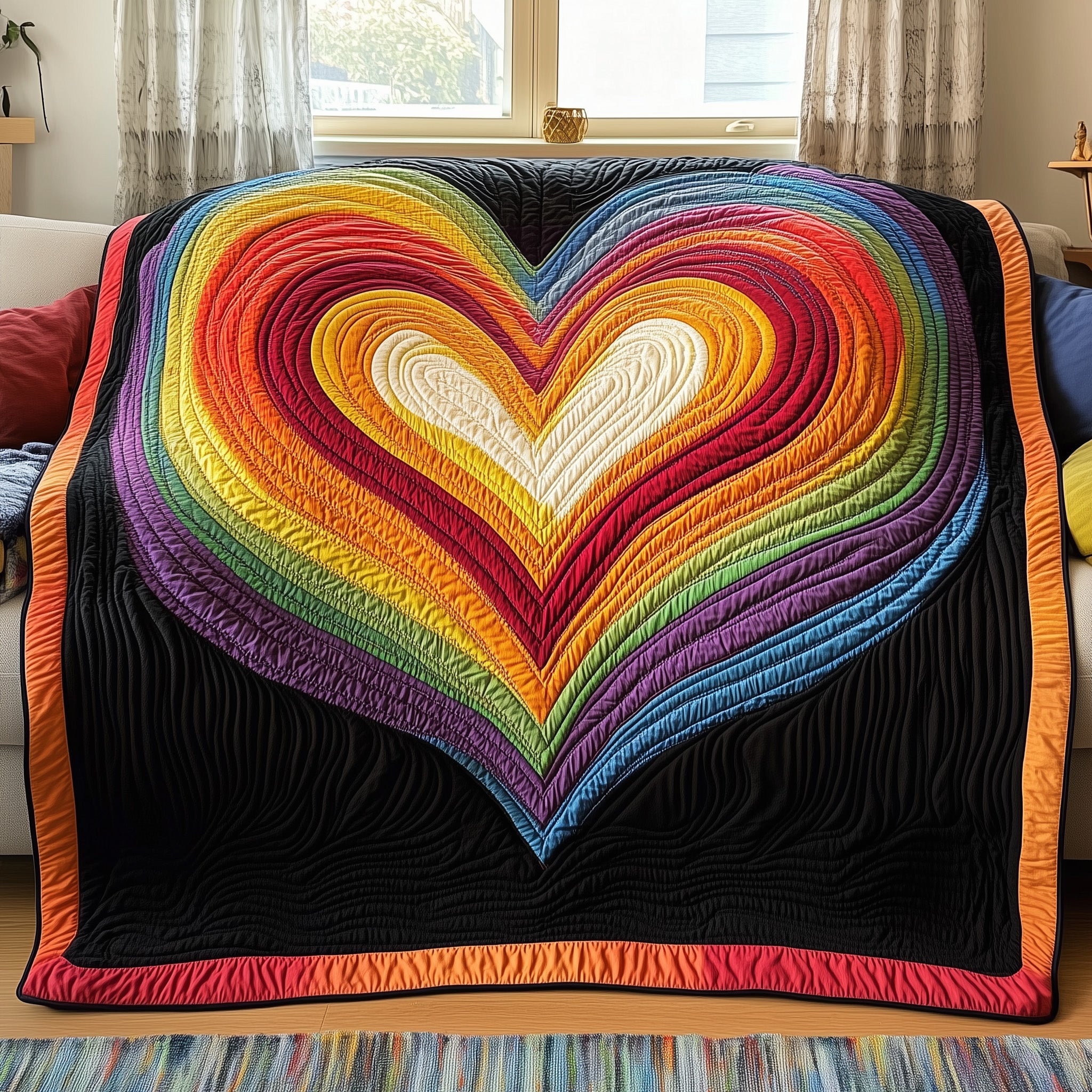 Heart of the Rainbow Quilted Blanket Cute Bed BlanketChristmas Presents For Son In Law